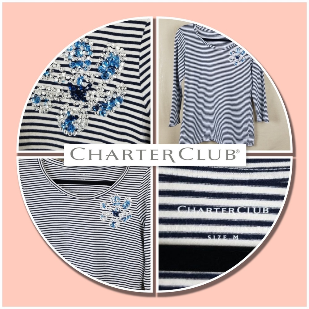 Chart Club! Crew Neck Stripe Long Sleeves